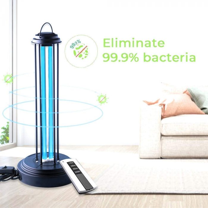 ReneSola UVC Germicidal Disinfection 360° UV Sterilization Lamp with Remote Operation Black (36 Watt)